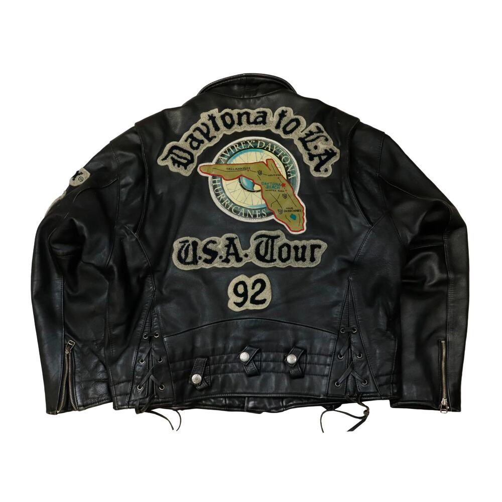 Vintage Avirex Daytona 92 World Championship Motorcycle Leather Jacket Size XL B